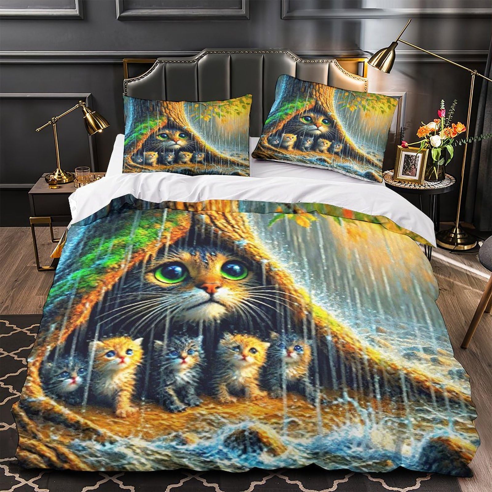 Housse de couette 3D maison arbre ensemble de lit King microfibre