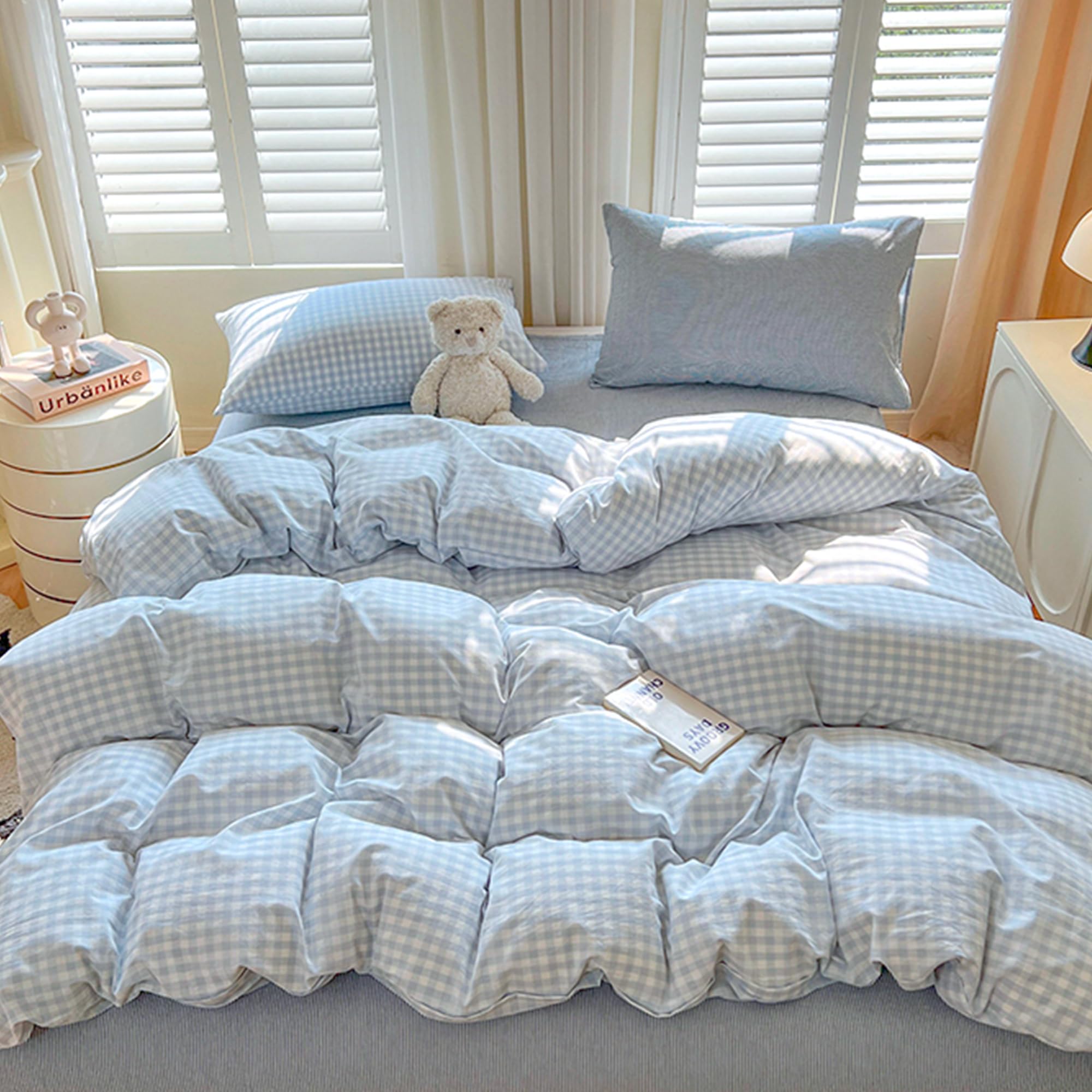 BOLINLIVING Gingham Duvet Cover Queen Size