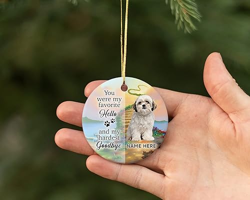 Miniatura 3 de Prezzy Adorno conmemorativo personalizado de perro Shih Tzu para decoración del árbol de Navidad, regalos de condolencias por pérdida del recuerdo