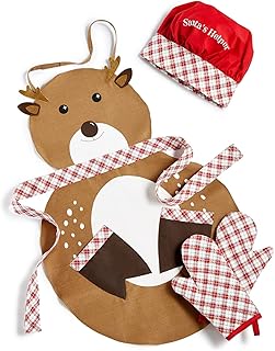 Ayuni Gifts of the World 4 Piece Child Kids Cooking Baking Junior Chef Reindeer Apron Set