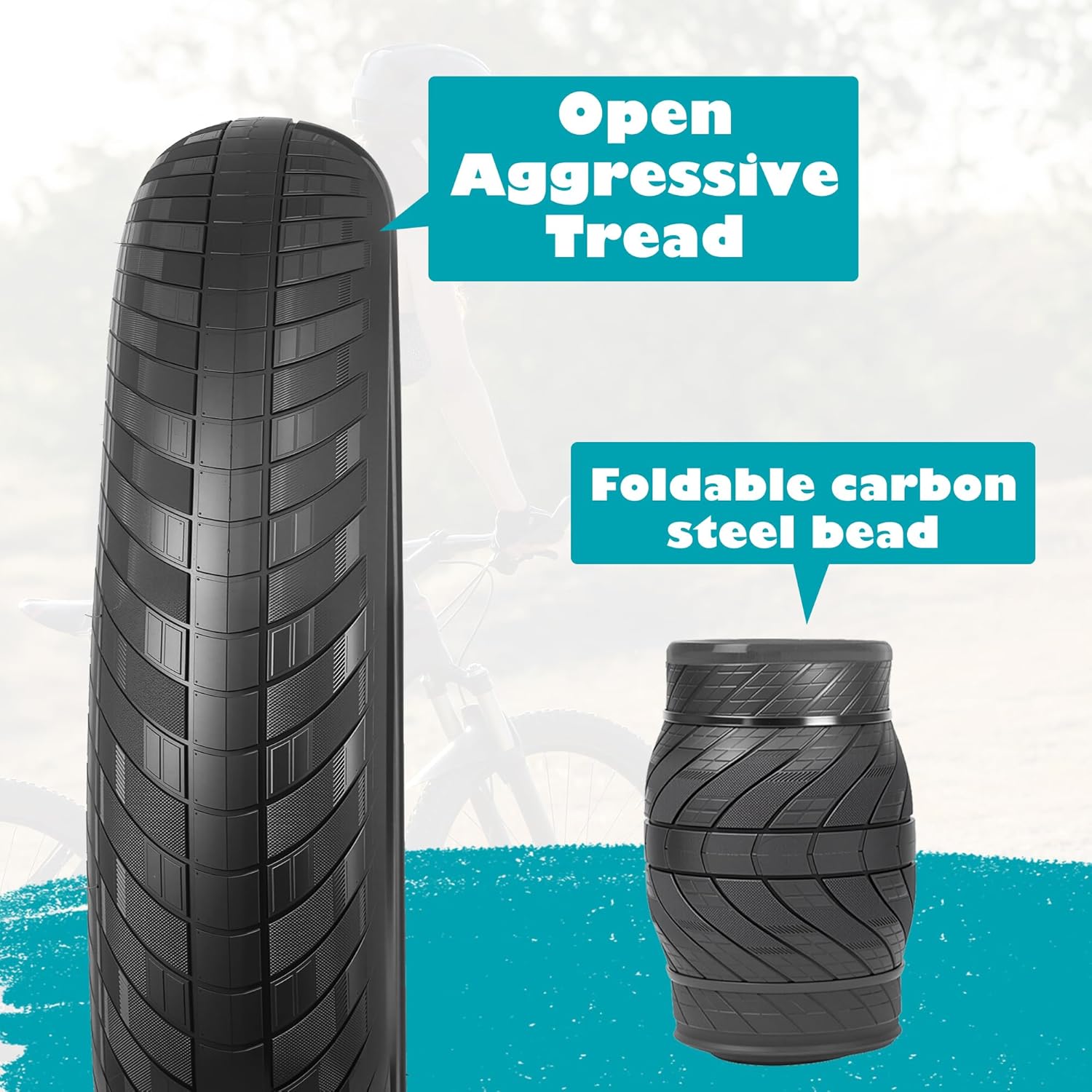 1/2 Pack 20/24/26x3.0 Fat Bike Tires ebike Tires with Tubes MTB Heavy Duty Wear-Resistant E-Bike Mountain Snow Bike Tire 20/24/26 x 3 Fat tire，Black