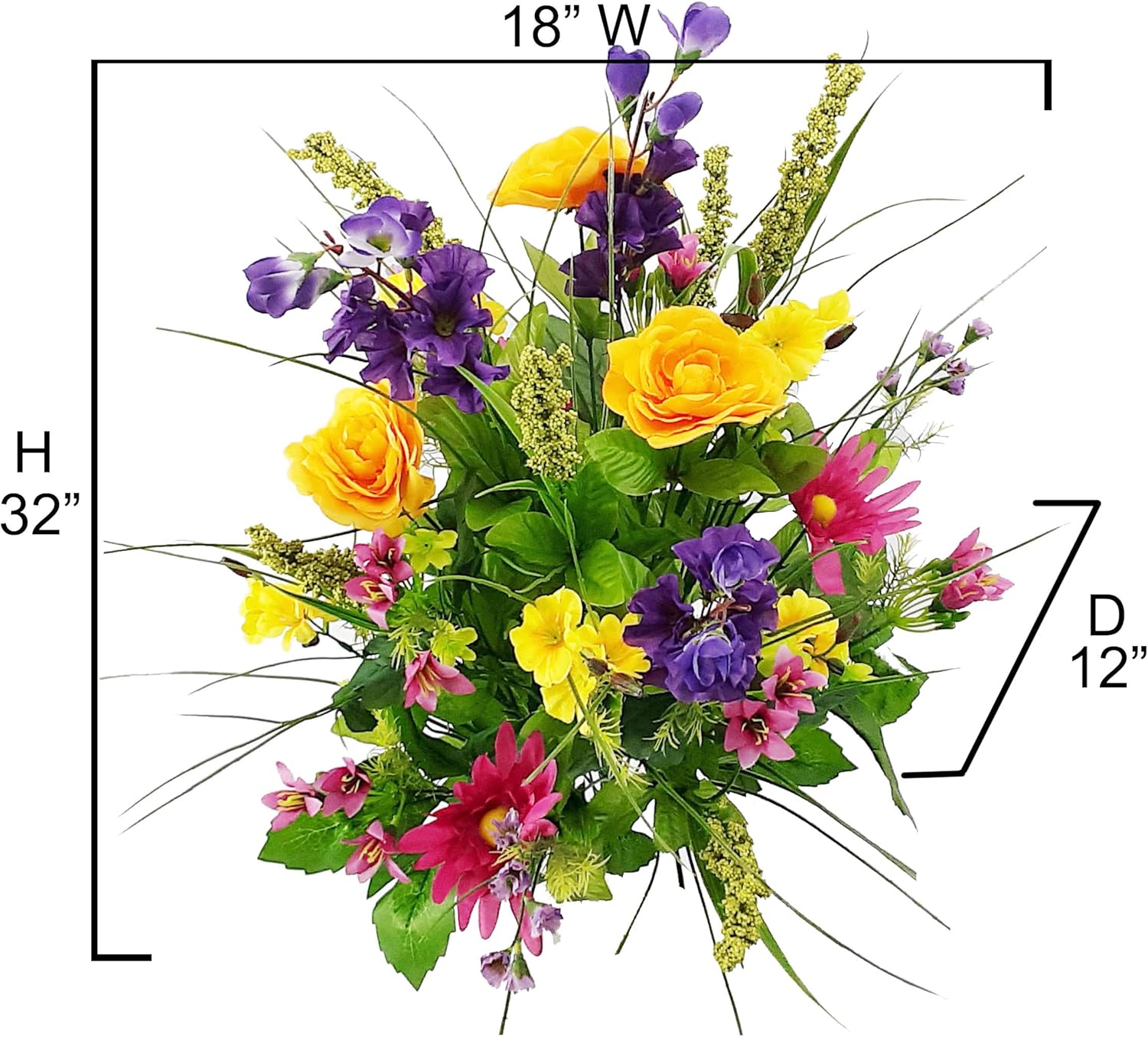 Admired by Nature 2pcs of 30 Stem Artificial Flowers Morning Glory & Ranunculus Bush Spring Faux Flower Arrangement for Indoor Wedding Home Decor, Cemetery Decorations, Summer Mix