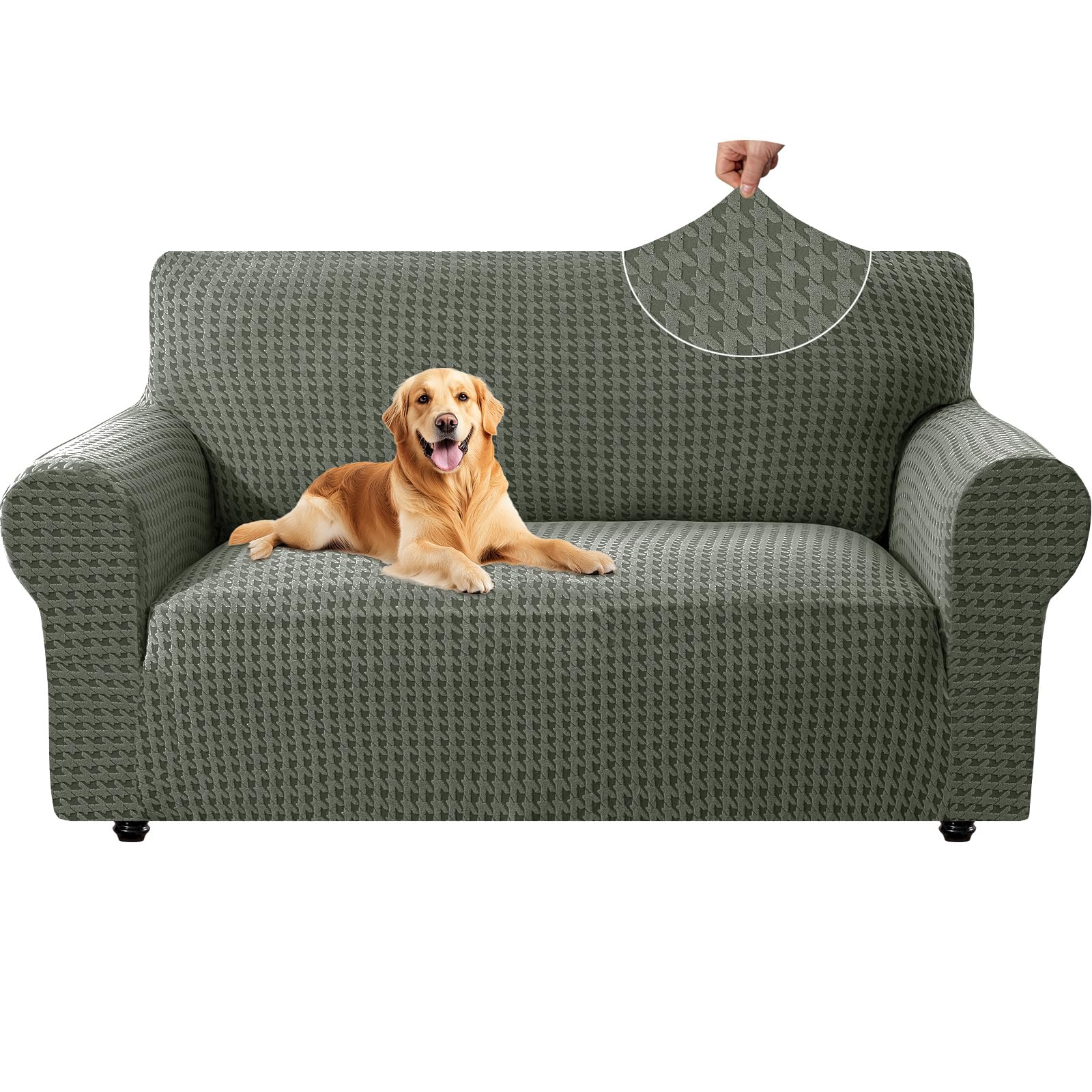YSTELLAA Funda Sofa 2 Plazas, Elasticas Fundas De Sofa Ajustables, Universales Funda Sofa con Reposabrazos, Fundas para Sofa Anti Gatos Arañazo, Cubre Sofa Antimanchas, Verde Militar Global Recycled Standard Global Recycled Standard Global Recycled Standard