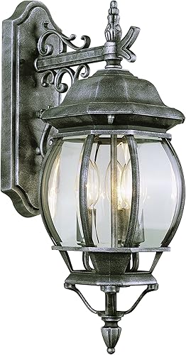 Bel Air Lighting TG4054 BK European Influence - Farol de pared con tres luces para exteriores, color negro