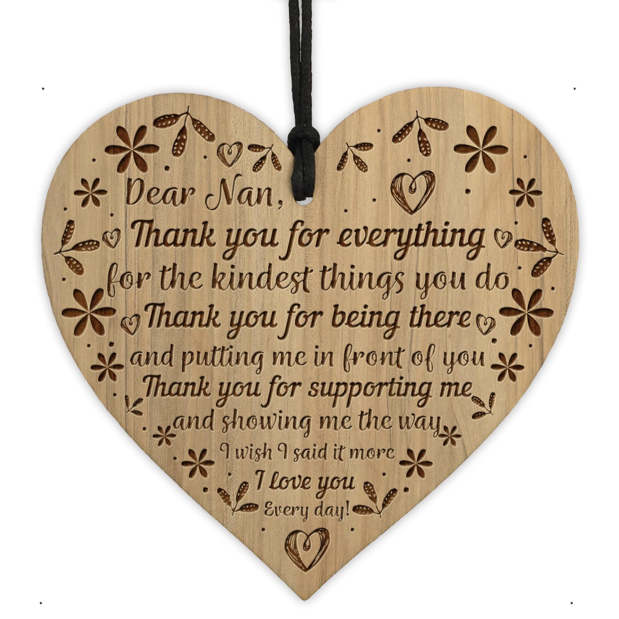 Red Ocean Nan Gifts For Birthday Christmas Engraved Heart Thank You Gifts For Nan Keepsake