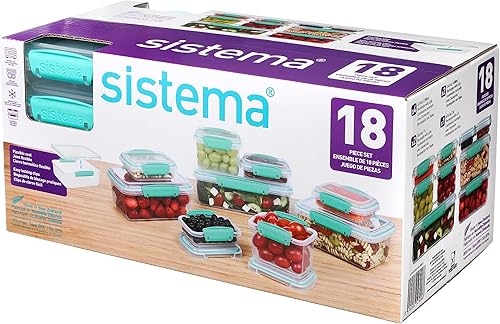 Miniatura 10 de Sistema KLIP IT Rectangular Collection Recipiente de almacenamiento de alimentos, 33.8 onzas/1.0 L, transparente/azul, 3 unidades