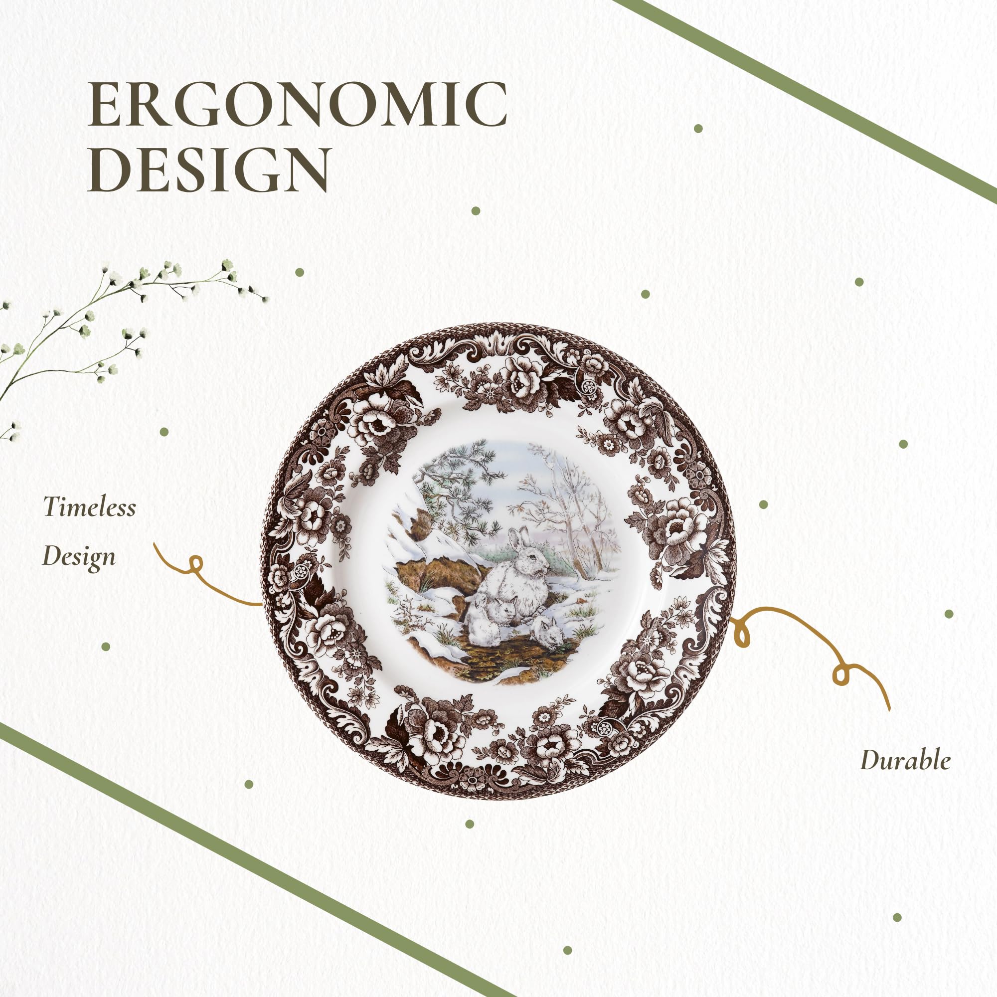 Amazon.com | Spode Woodland Snowshoe Rabbit 8-Inch Salad Plate