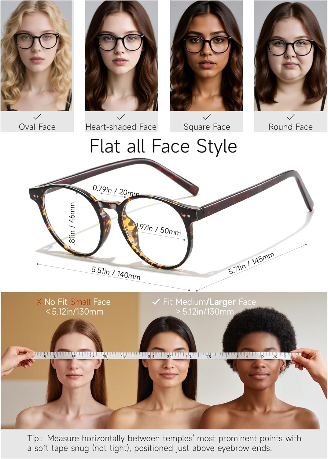 Round Blue Light Blocking Glasses Lightweight Chic Frame Anti Eye Strain Protection Computer Gaming for Women and Men