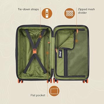 Jeep JH002B Hardside Expandable Luggage with Spinner Wheels, Black, Carry-On 19 Inch