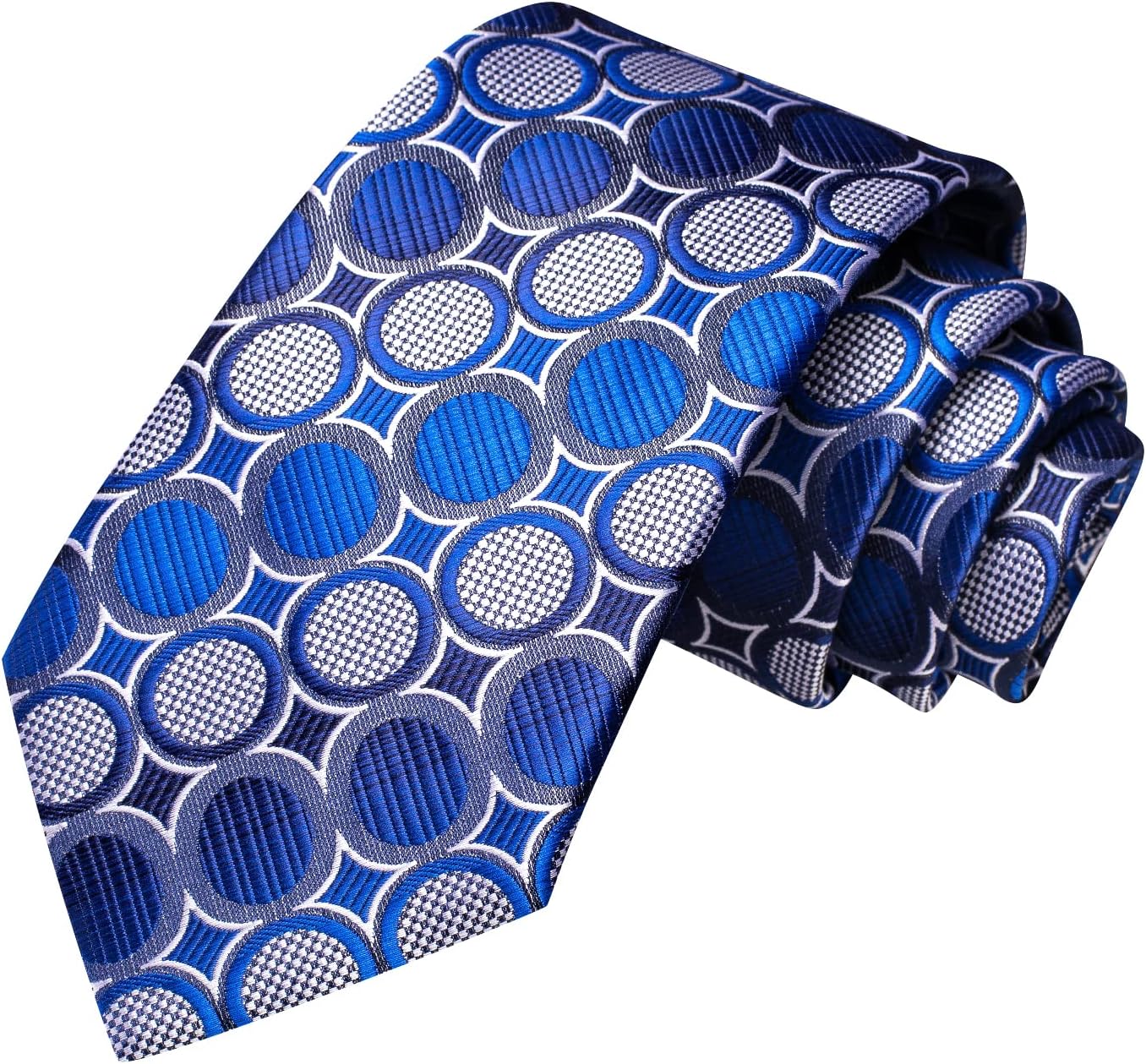 Hi-Tie Silk Ties for Men Plaid Paisley Striped Necktie Pocket Square Cufflinks Set Formal Business - Image 4