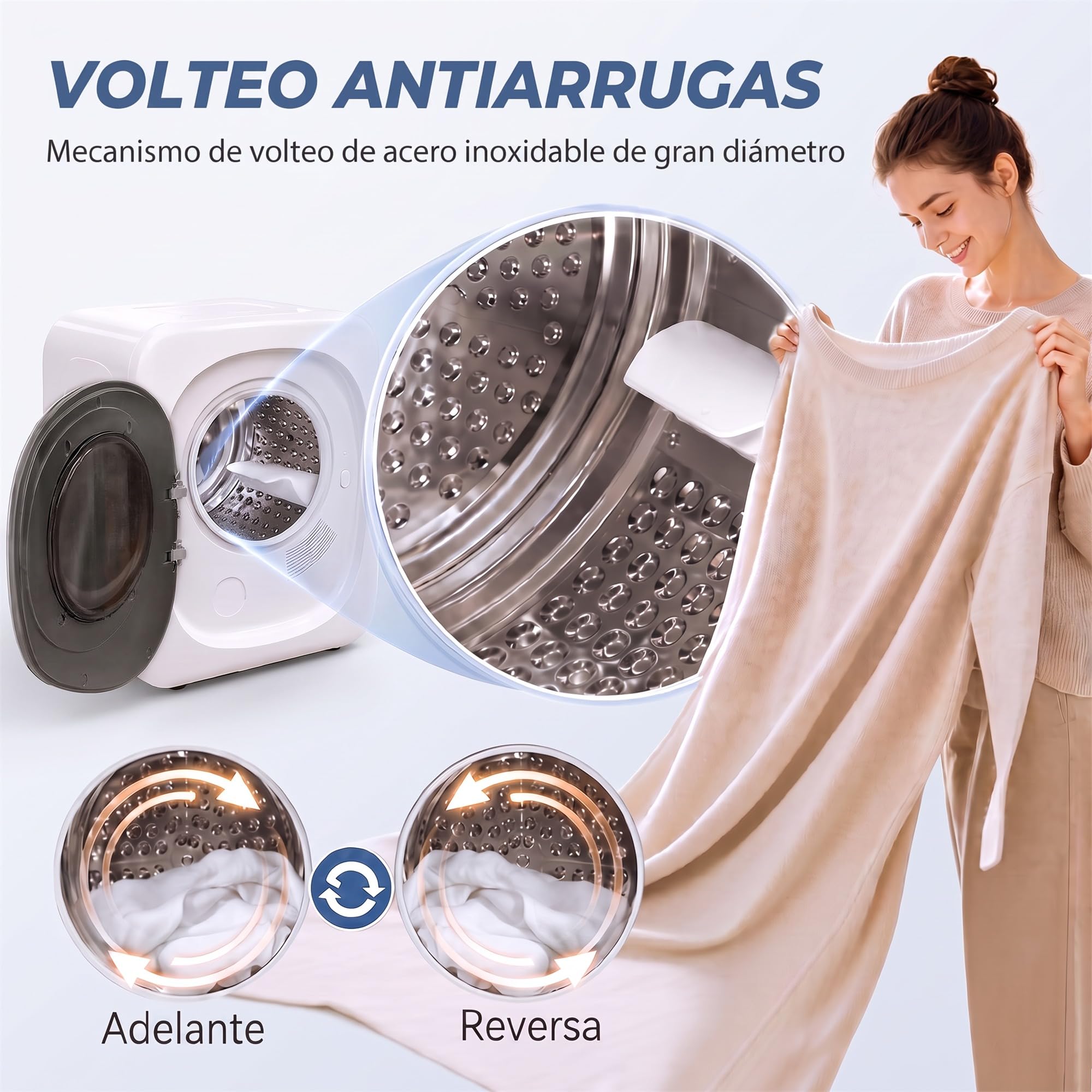 HOMCOM Secadora de Evacuación 3 kg Compacta 800W Pantalla Táctil Blanco