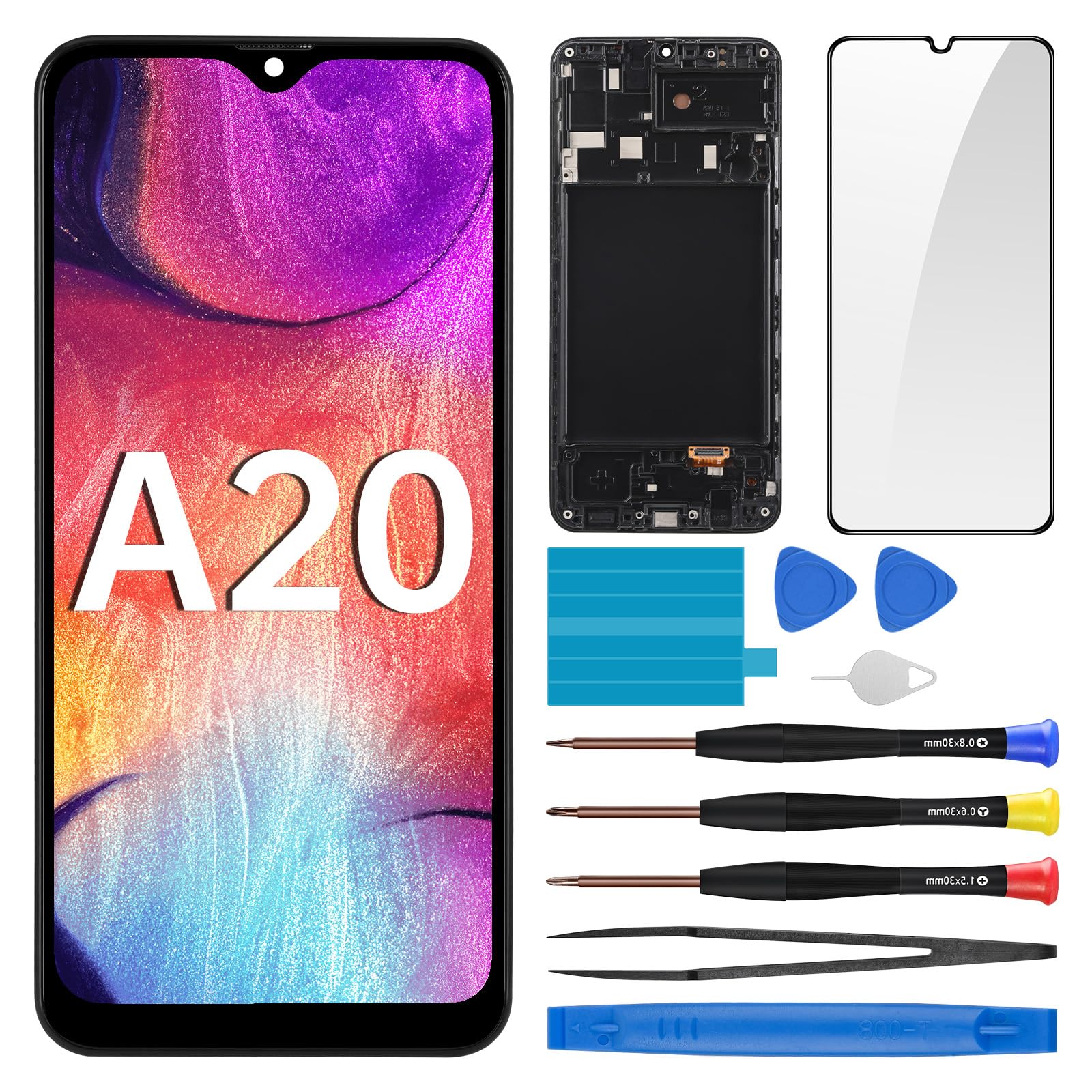 for Samsung Galaxy A20 Screen Replacement with Frame AMOLED