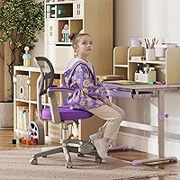 Vista 75 de GLACER Silla de escritorio para niños, silla de estudio giratoria de malla ajustable con ruedas, brazos, silla ergonómica para computadora con Verde