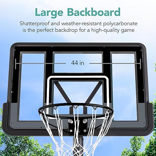 Miniatura 13 de Best Choice Products Aro de baloncesto regulador de 10 pies, portería de 7.5 a 10 pies de altura ajustable para exteriores con borde absorbente