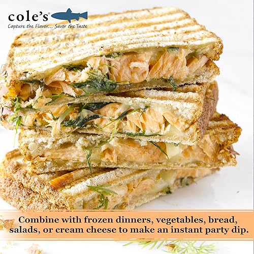 Miniatura 5 de Coles - Aceite de oliva de salmón ahumado enlatado, paquete de 10 unidades  Salmón enlatado fresco, no congelado, sin conservantes, pescado enlatado