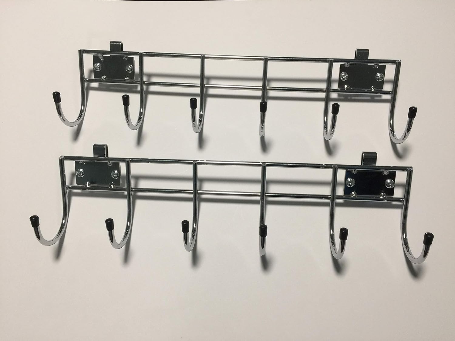 HSS Steel Wire Shelving 18" Wide Side Bar W/6 hooks, No Collar, Add-on, Chrome, 2-PACK