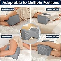 Vista 6 de BlissTrends Almohada de rodilla de espuma viscoelástica, almohada de rodilla para dormir de lado, almohadas de piernas para dormir circulación