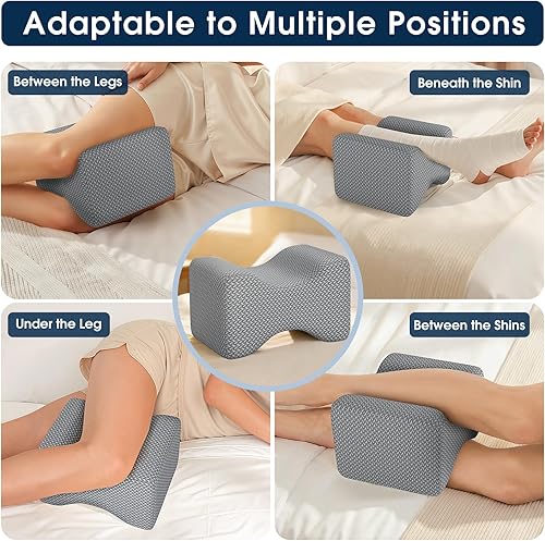 Miniatura 6 de BlissTrends Almohada de rodilla de espuma viscoelástica, almohada de rodilla para dormir de lado, almohadas de piernas para dormir circulación