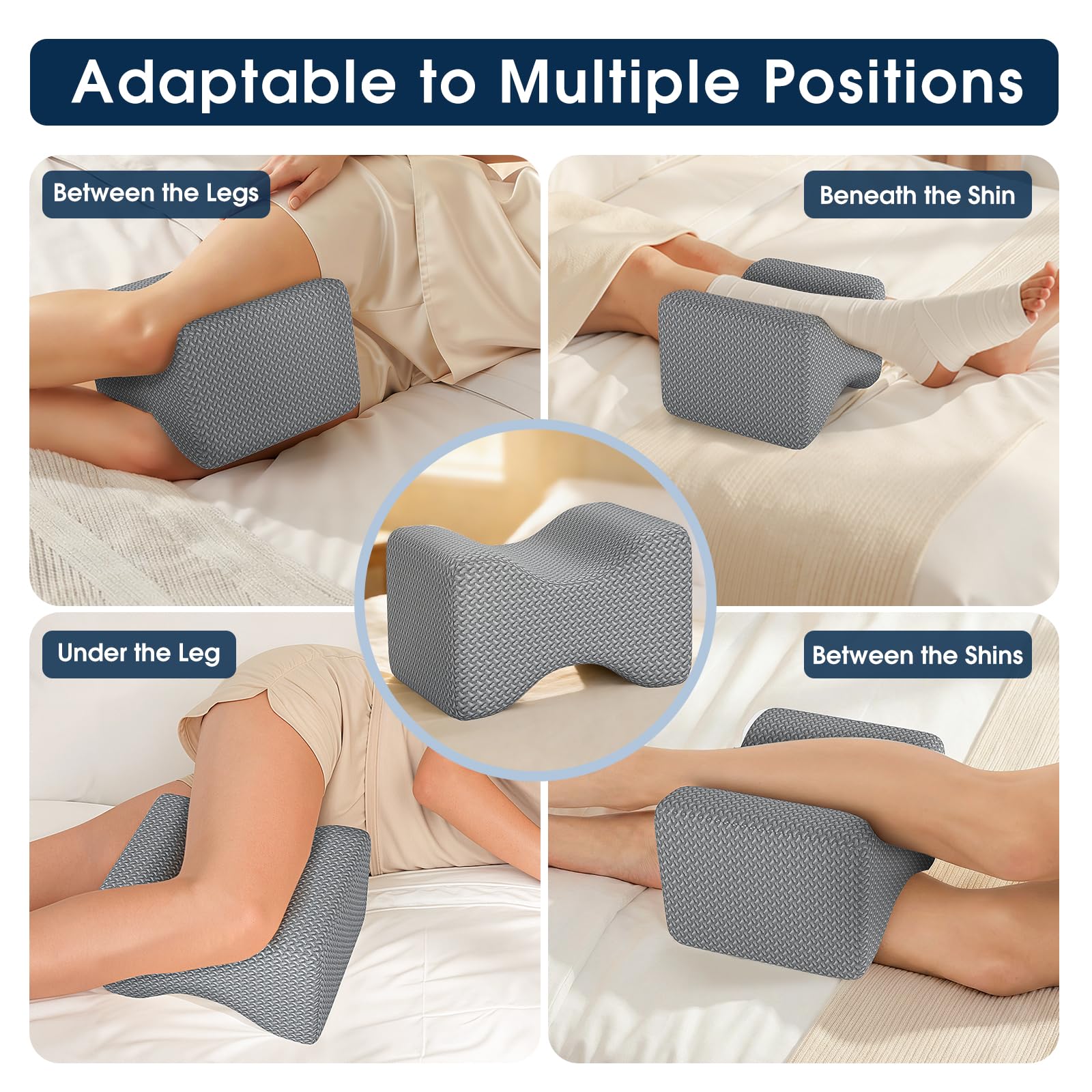Knee Pillow & Leg Pillow For Hip, Back, Leg, Knee Pain Relief Ideal For Side Sleepers Pregnancy And Right Spine Alignment Aememory Foam Wedge Contour With Washable Cover