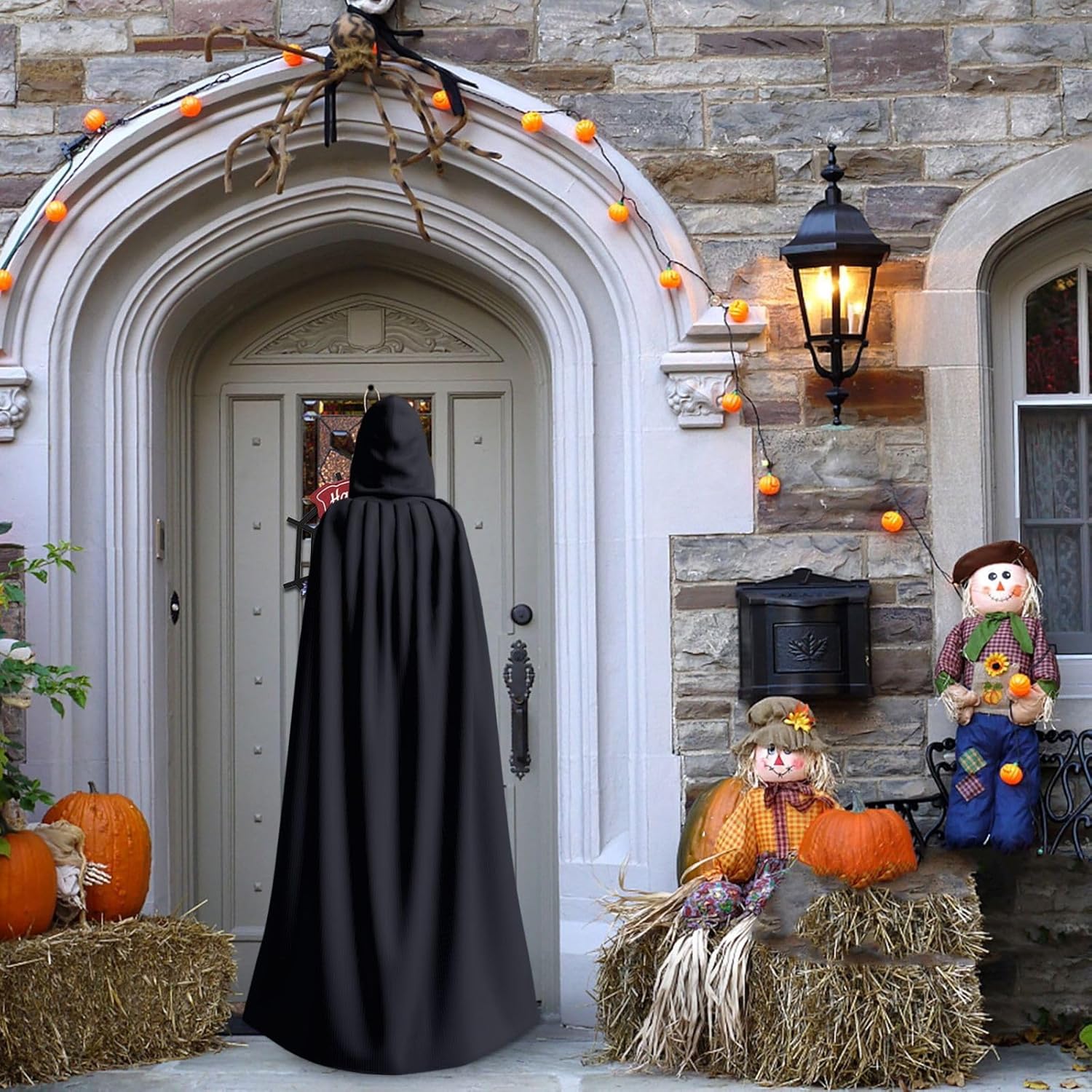 Solid color black Unique Darkness Poncho Shawl - Customizable Wearable Blanket for Women, Perfect Halloween Costume Accessory, Knight, Akatsuki, and More