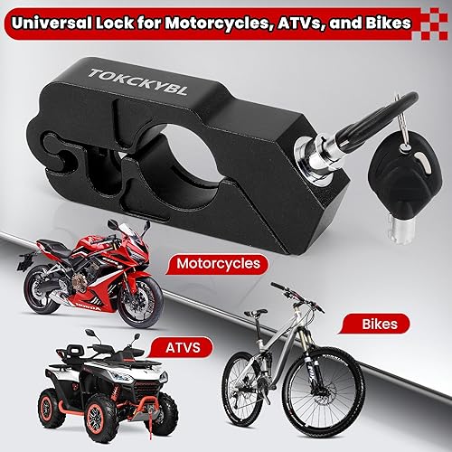 Miniatura 5 de Cerradura de motocicleta, casco antirrobo, bloqueo de freno y manillar, universal para motocicletas, cuatrimotos, motos de cross, ciclomotores,