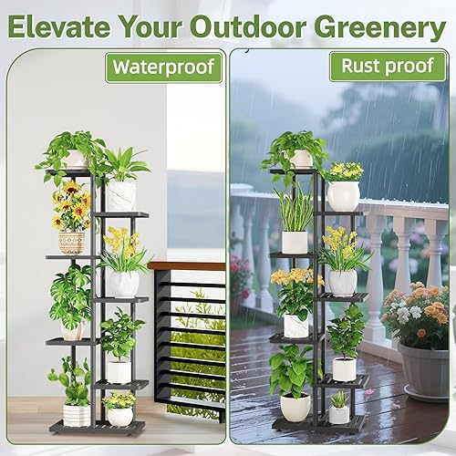 Miniatura 4 de iDavosic.ly Soporte para plantas para interiores y exteriores, estante de metal de 6 niveles para macetas grandes de alta resistencia, estante de