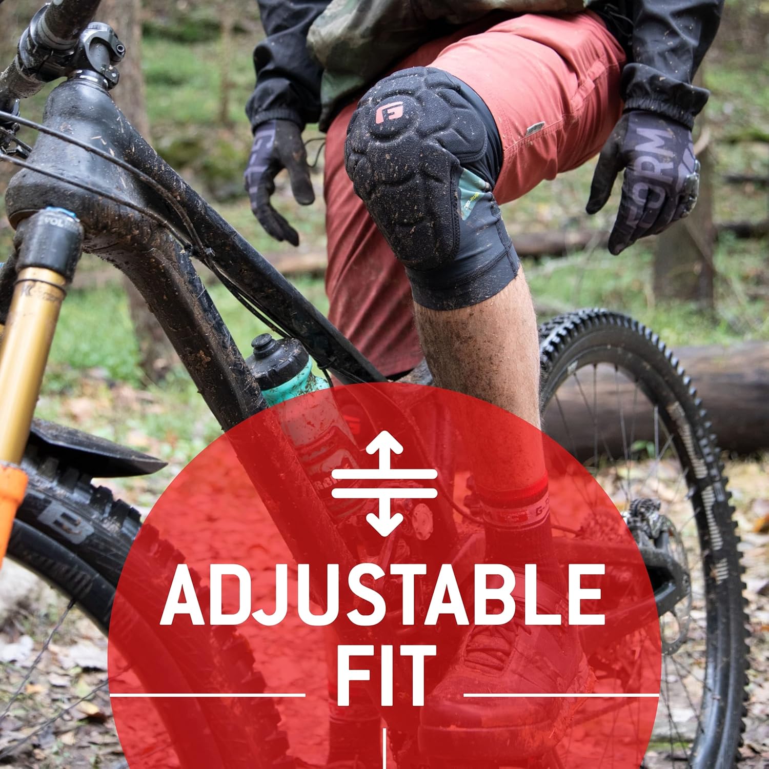 G-Form Pro-Rugged MTB Knee Guards - Adjustable Knee Pads for Athletes - Durable & Breathable Knee Guards for Biking & Cycling - Protective Knee Guards for Men & Women - Army Green, Adult XS