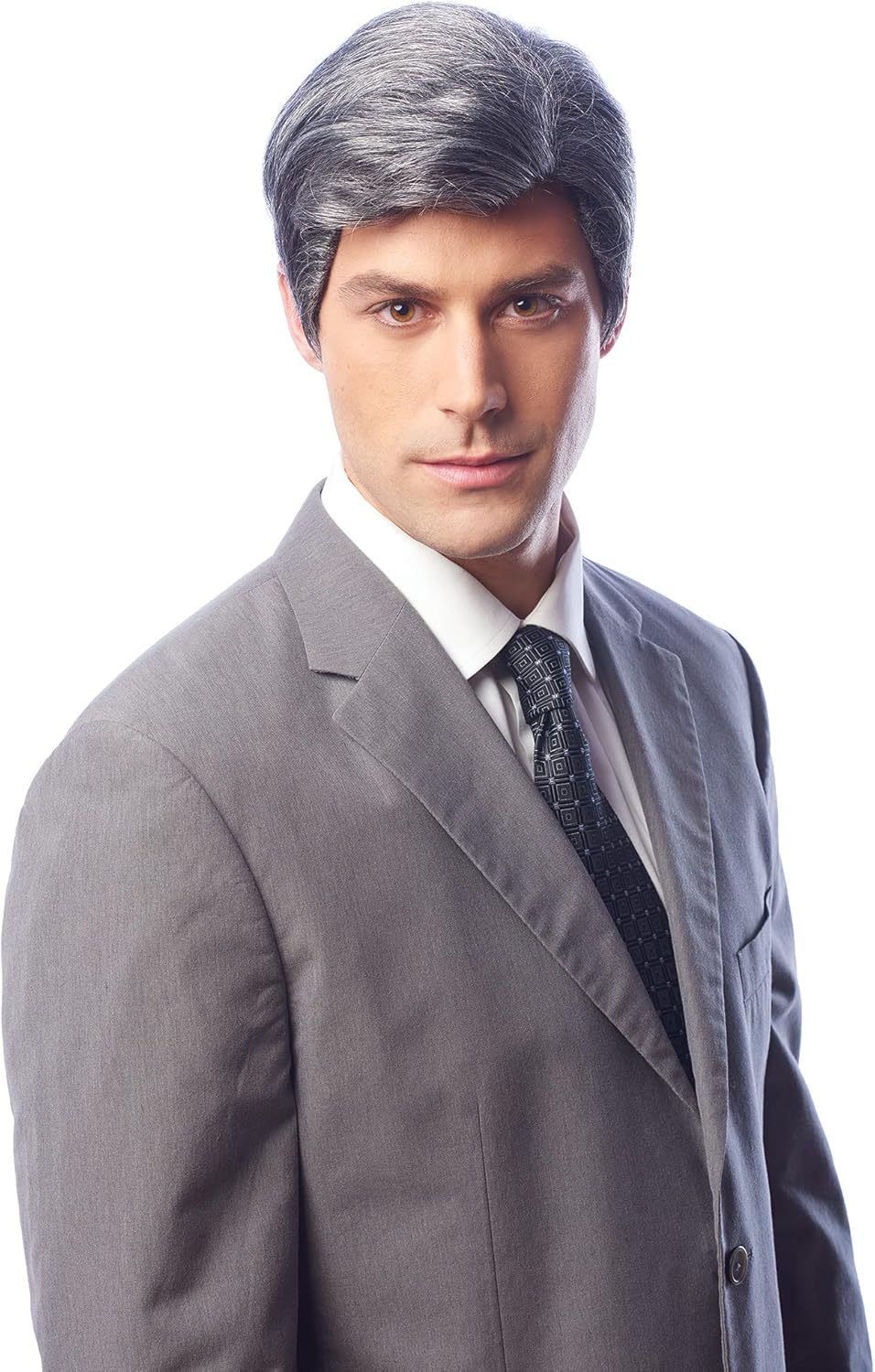 Franco American Novelty Men's Grey Wig Pushed Back with sideburns, One Size