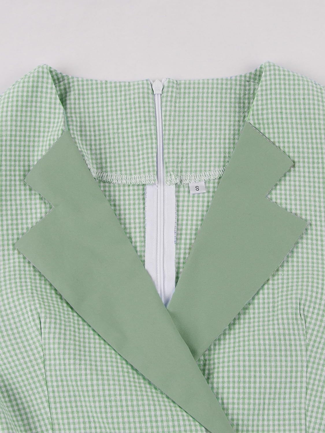 Women's Vintage Tea Dress V-Neck 3/4 Sleeves Plaid A-Line Cocktail Party Dress - Image 6