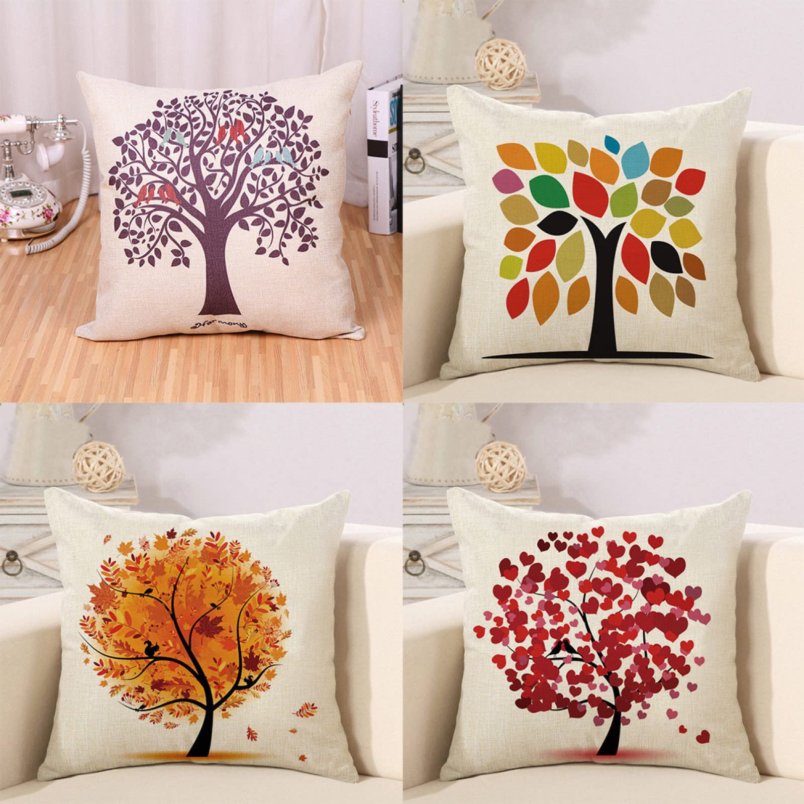 Taie d'oreiller 60x60 cm motif arbre d'amour pour déco de salon moderne