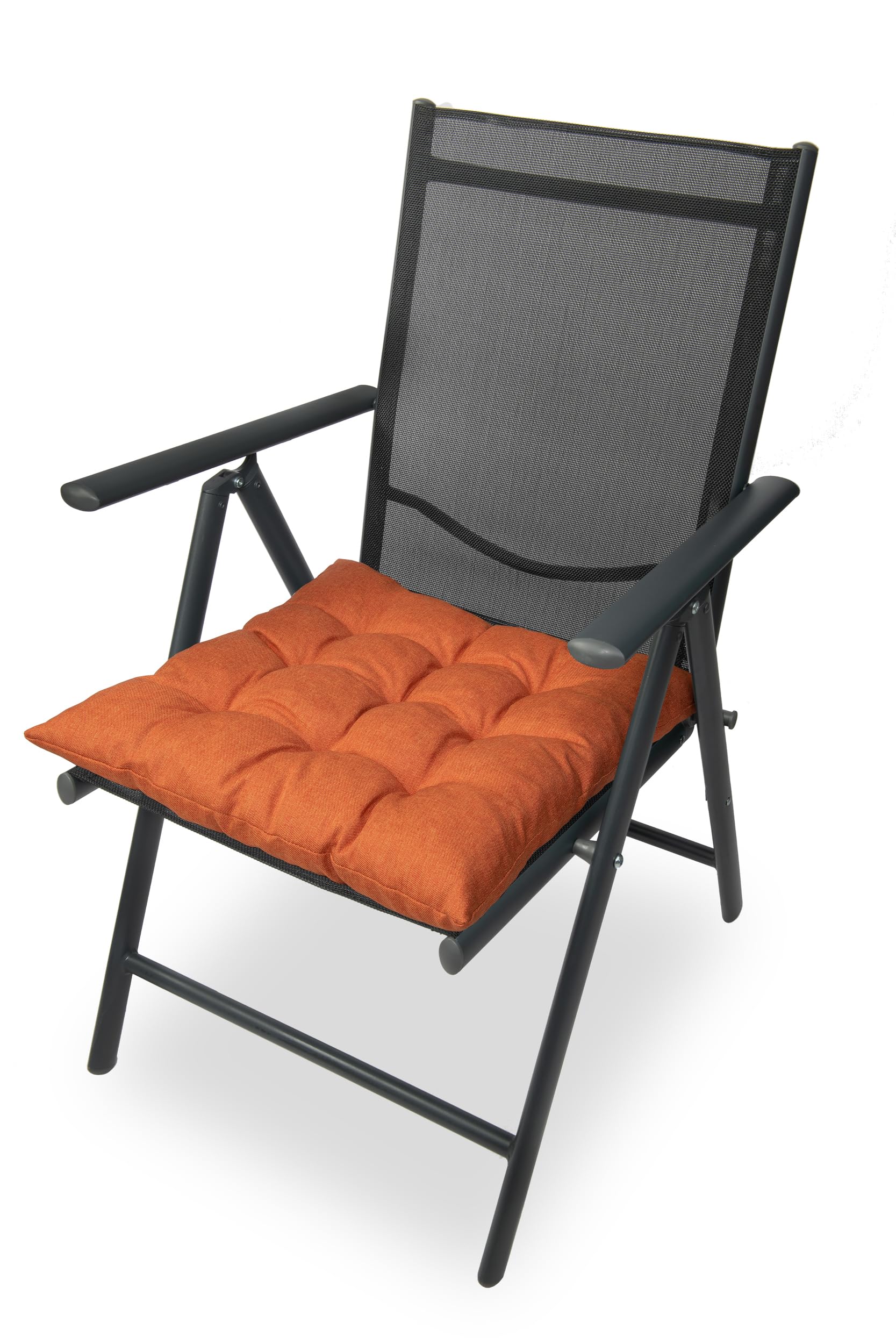 sunnypillow Set di 4 Cuscini per Sedia con Nastri - 45 x 45 cm - Comodi Cuscini da 8 cm di Spessore, per Sedie/Panche in Casa e in Giardino - Seduta Per uso Interno ed Esterno - Aranica