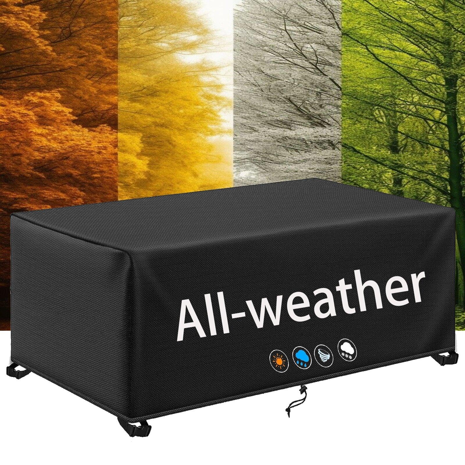 Housse de protection imperméable et résistante aux intempéries pour canapé de terrasse et coffre de rangement Noir 350 x 260 x 85 cm