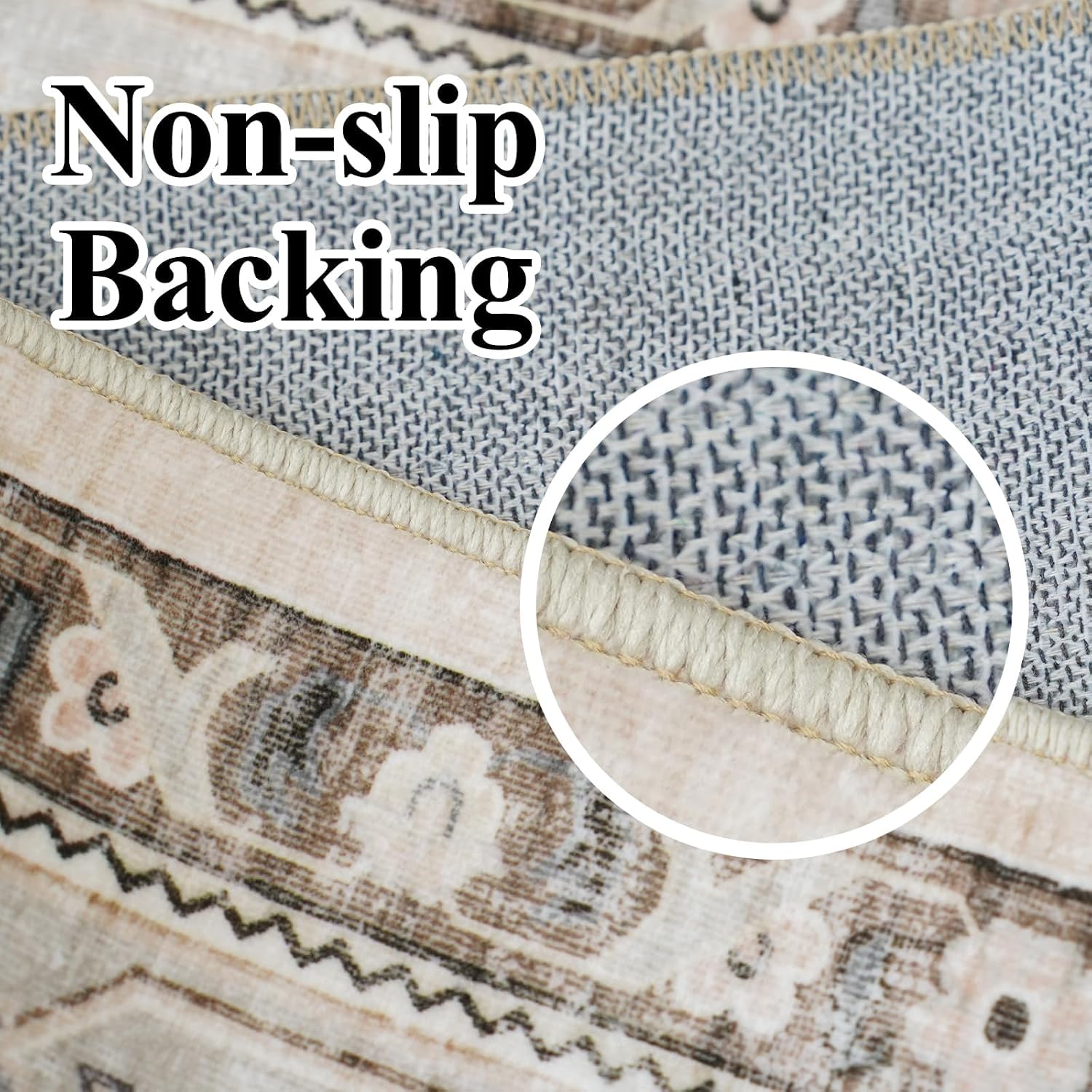 3x8 Runner Rug Kitchen - Hallway Non Slip Washable Oriental Runners Soft Indoor Neutral Carpet for Entry Bedroom Farmhouse Low Pile Stain Resistant Hall Rugs Long Thin Front Door Mat - 3x8 Ivory