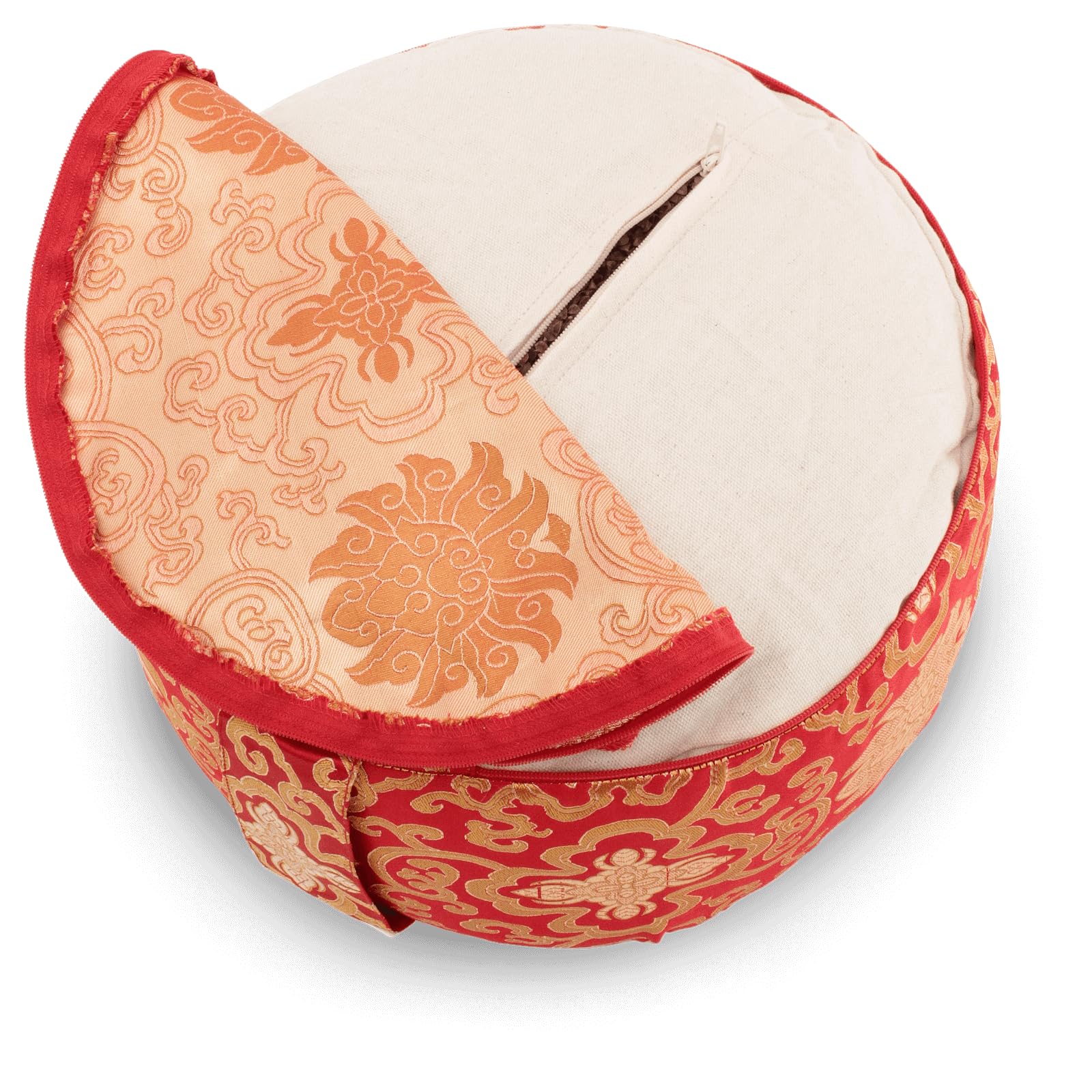 Meditationskissen Yogakissen Brokat 15cm - Yoga Sitzkissen mit waschbarem Bezug - Yoga Kissen Bodenkissen mit Bio Buchweizenschalen Füllung