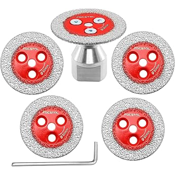 FOCSTOL Diamond Cutting Disc Tiles - 5 Pieces 50 mm Mini Diamond Tile Disc and 1 Piece M14 Thread Flange for Marble Granite Artificial Stone Porcelain Tiles Ceramic