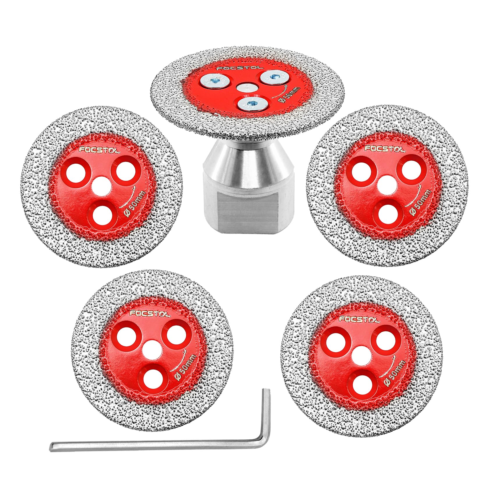 FOCSTOL Mini Disque Diamant Carrelage 5 pièces 50mm Disque à Tronçonner Carrelage M14 Filetage Bride pour Verre Jade Marbre Granit Pierre Artificielle Porcelaine Céramique