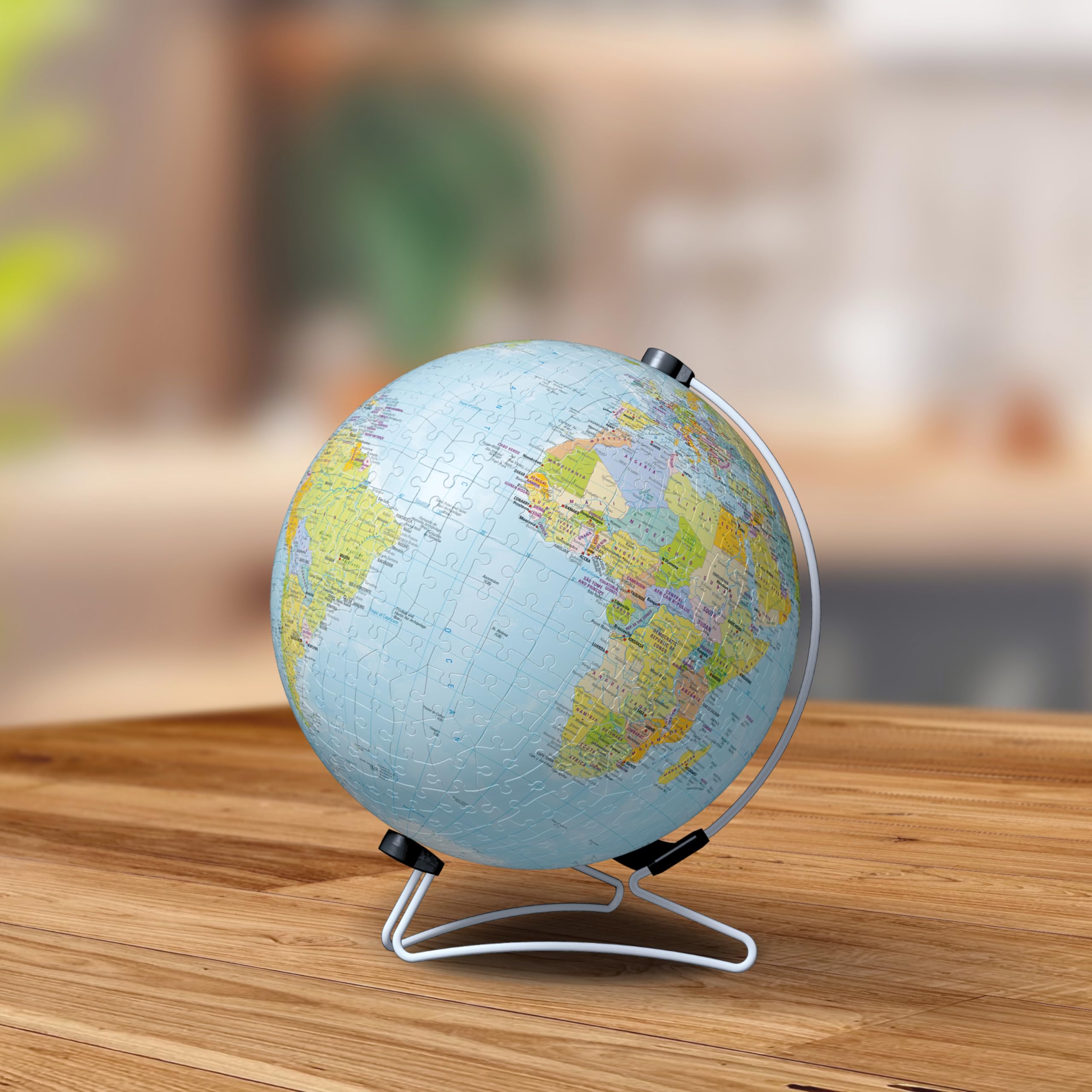 Ravensburger - Puzzle 3D Ball éducatif - Globe terrestre - A partir de 10 Ans - 540 pièces numérotées à Assembler sans Colle - Support Rotatif Inclus - 12436