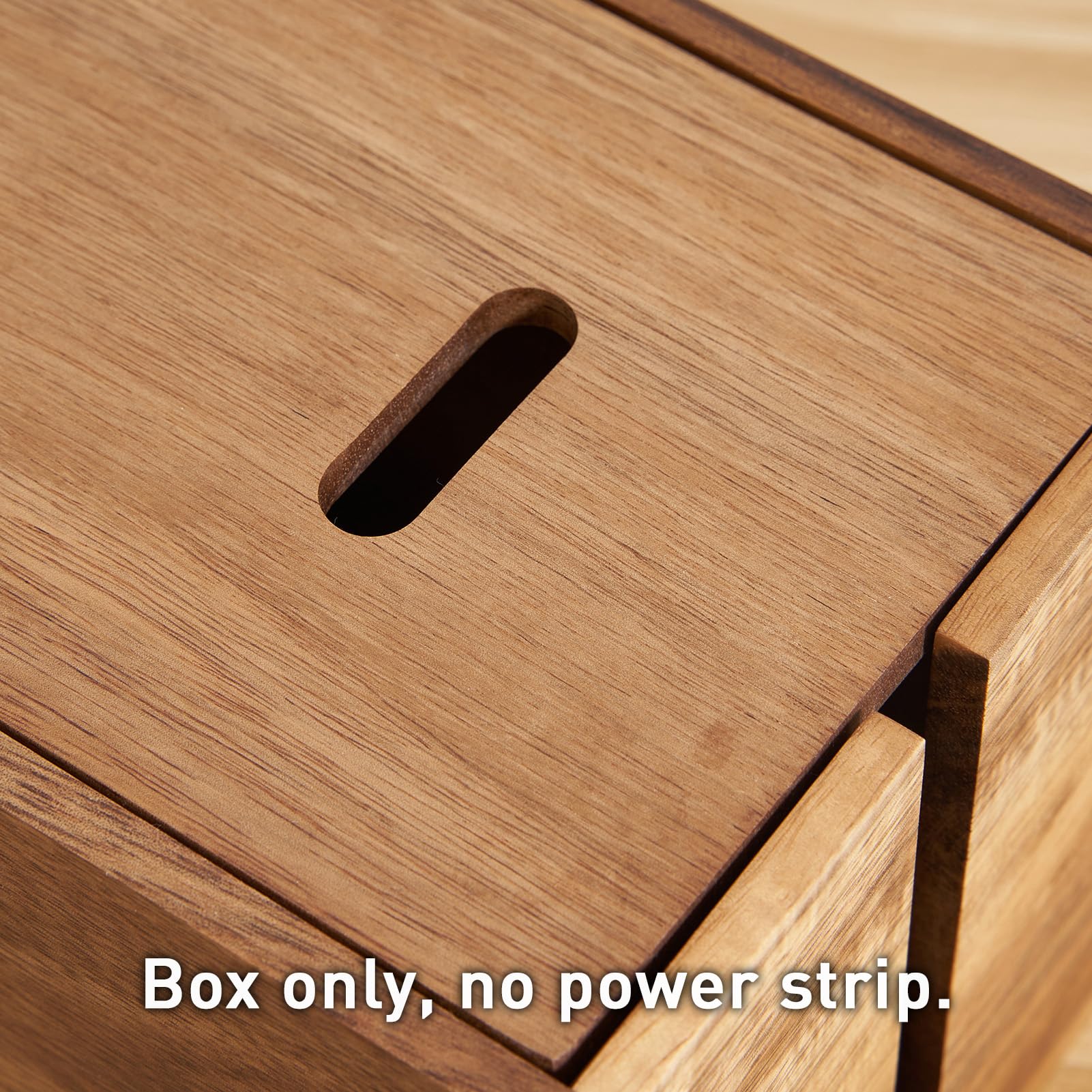 Akazienholz Kabelmanagement-Box, Kabelorganizer mit Deckel für Steckdosenleiste - Kabelversteck für TV, Schreibtisch & Boden, Büro, Wohnzimmer, Home-Office (Untertisch-Kabelbox zur Kabelaufbewahrung)