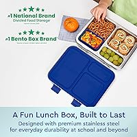 Vista 2 de Bentgo Lonchera de acero inoxidable para niños, resistente a las fugas, 3 compartimentos con recipiente de silicona adicional, duradera, ecológica