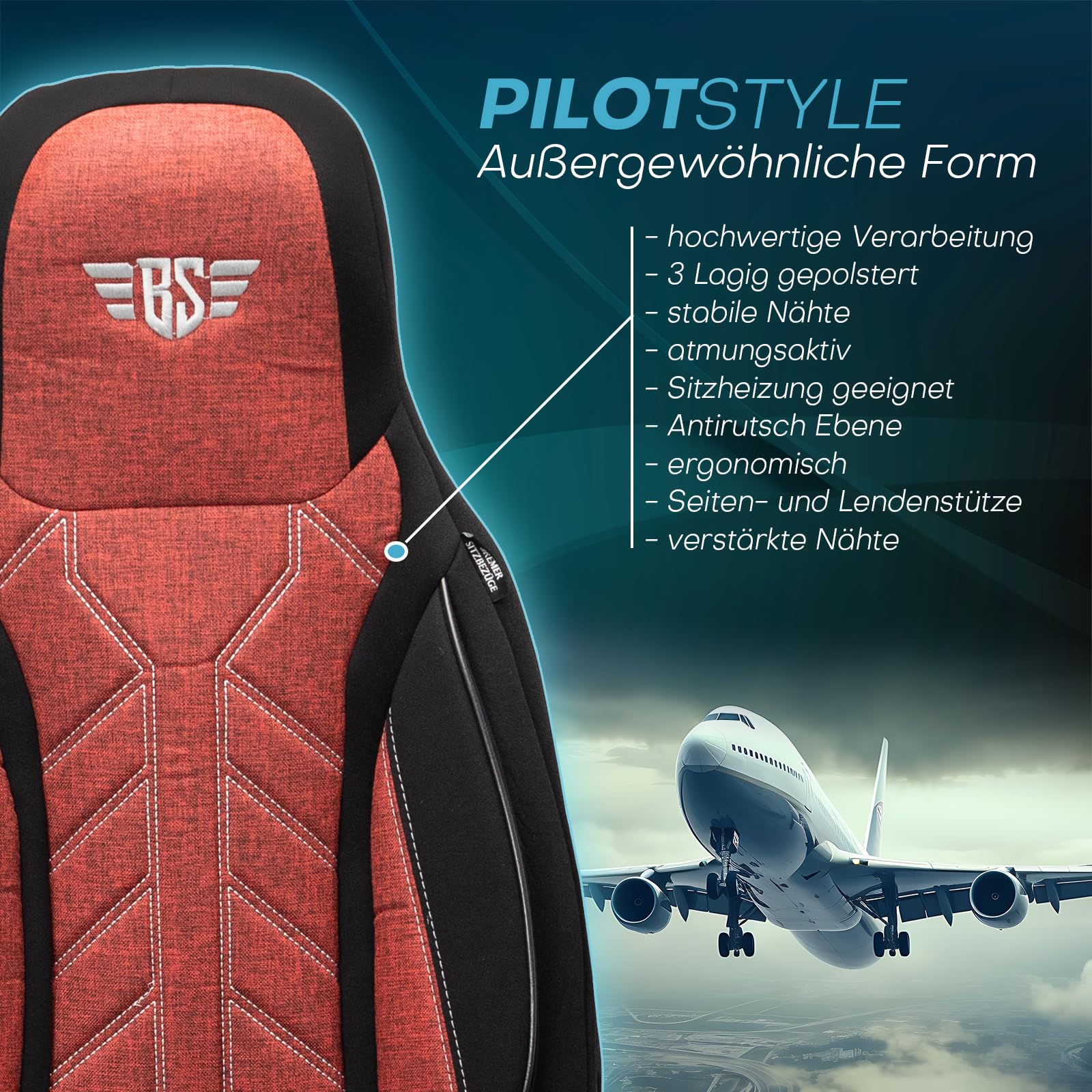 HERM202 - Fundas de asiento para VW Grand California, color: negro y rojo, modelo: Prime Pilot, fundas de asiento de coche, fundas protectoras de asientos, fundas protectoras
