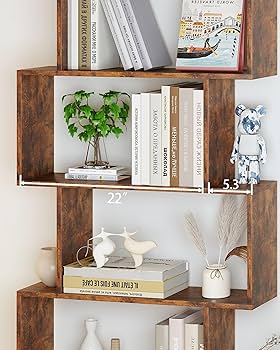Amazon.com: Yusong Geometric Bookcase, Bookshelf 6-Tier S