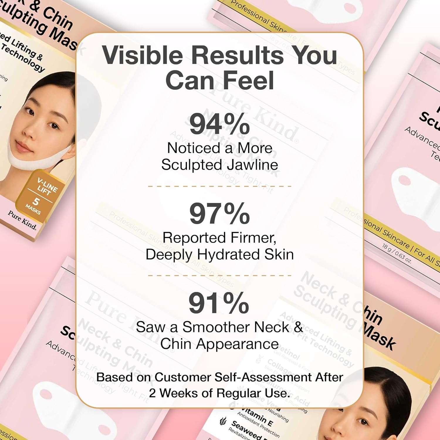 V Line Lifting Neck & Chin Mask – Jawline Shaper & Double Chin Reducer – Face Lift & Skin Tightening – Retinol, Collagen, Hyaluronic Acid & Aloe Vera – Anti-Aging Neck Firming Mask – 5 Pack - Image 8