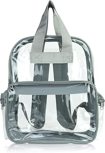 Miniatura 2 de DALIX Mochila transparente pequeña, negra, morado, azul marino, rosa intenso, dorado, gris, verde, rojo, verde azulado, Gris Claro, S, Mochilas