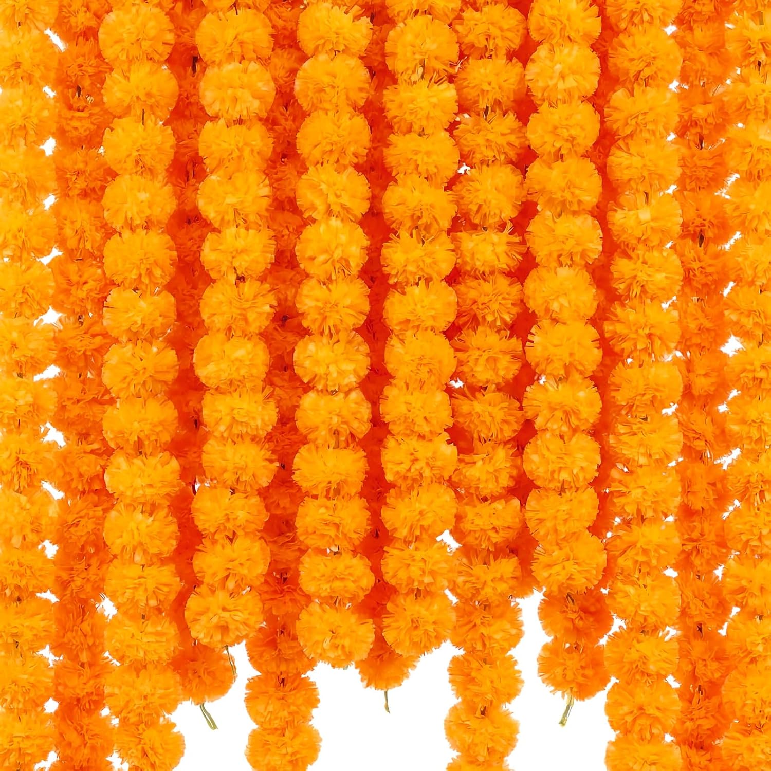 XunYee 10 Pcs 5 ft Marigold Garland for Decoration Long Strands Marigolds Flowers Makar Sankranti Decorations Lohri Party for Home Indian Wedding Decor Fiesta Puja Pooja Temple (Colorful)