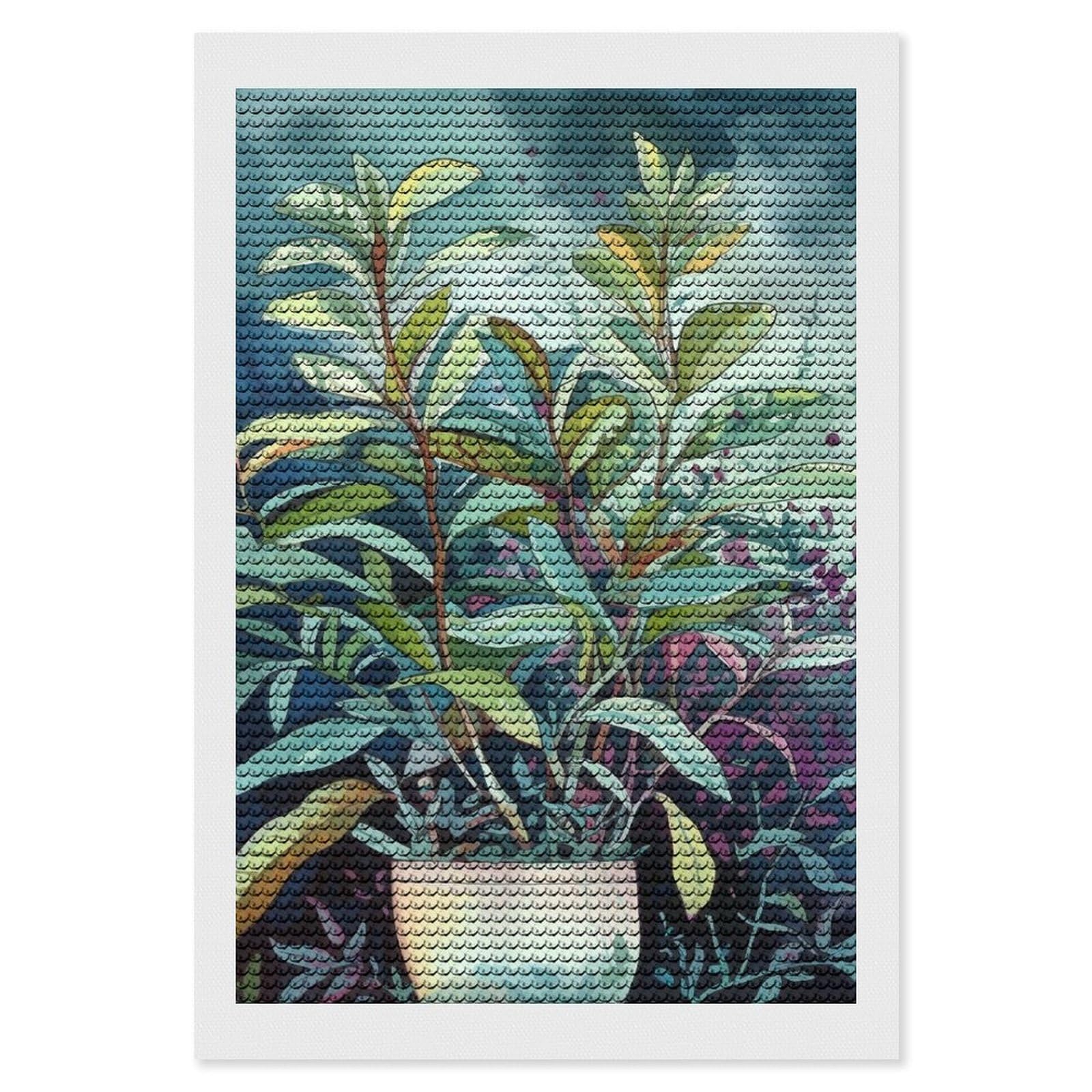 Plant Painting Diamond Art Kits for Adults, DIY 5D Diamonds Painting Kits for Beginner, Round Full Drill Diamond Dots Painting, Diamonds Pictures Gem Art and Crafts Wall Decor 8"x12"