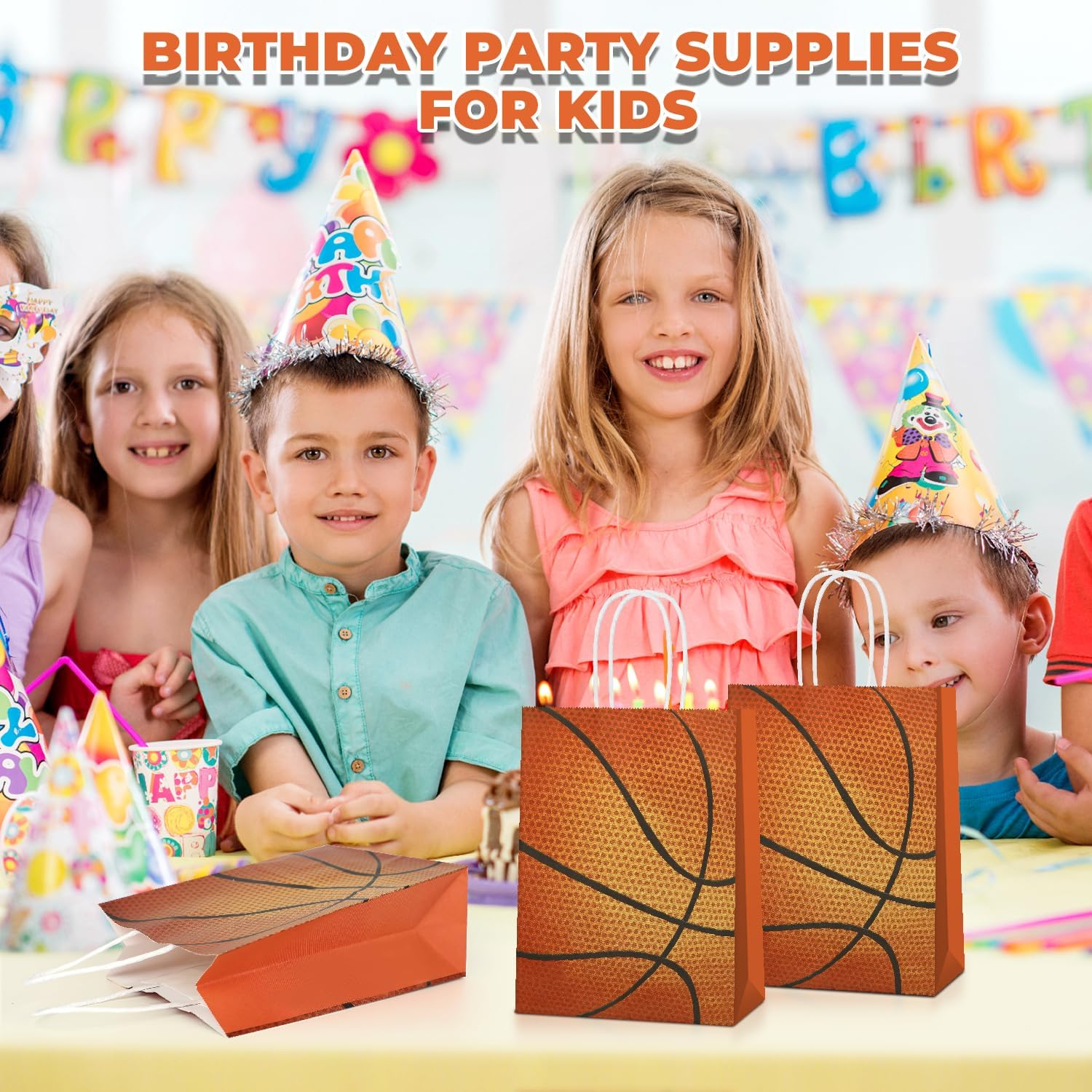 Hikio 30 PCS Basketball Gift Paper Bags Basketball Favor Bags with Handles Party Decorations for Basketball Theme Party Birthday Baby Shower - Image 5