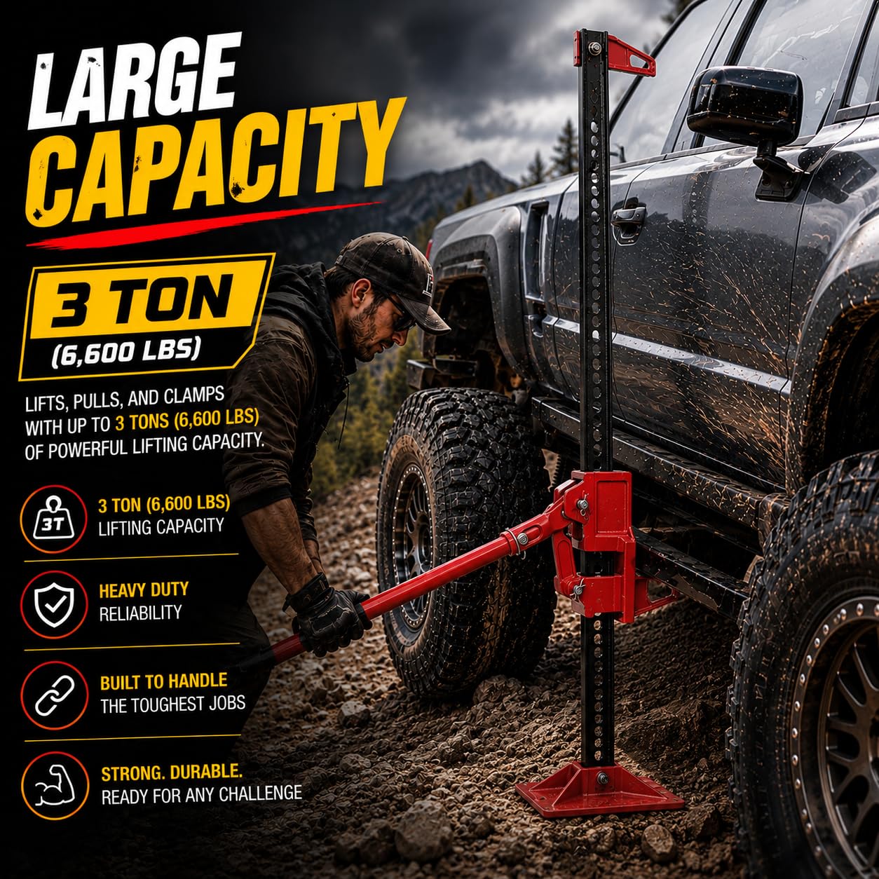 XtremepowerUS 3 Ton Farm Jack - Heavy Duty Lifting & Recovery -5