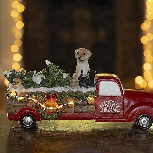 Miniatura 5 de VP Home - Decoración de casa de campo navideña, estatuillas de resina iluminadas con luz LED de interiores para días festivos, decoraciones de fibra