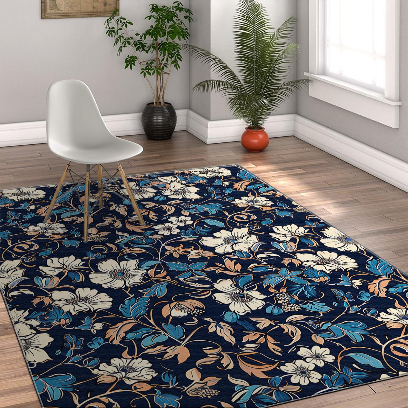 Tapis d'intérieur moderne noir bleu anti-tache lavable 180x280