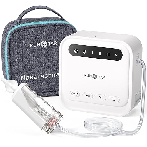 Runstar Aspirador nasal eléctrico para bebé con 2 modos, 6 niveles de succión de grado hospitalario, limpiador de nariz sin BPA, removedor